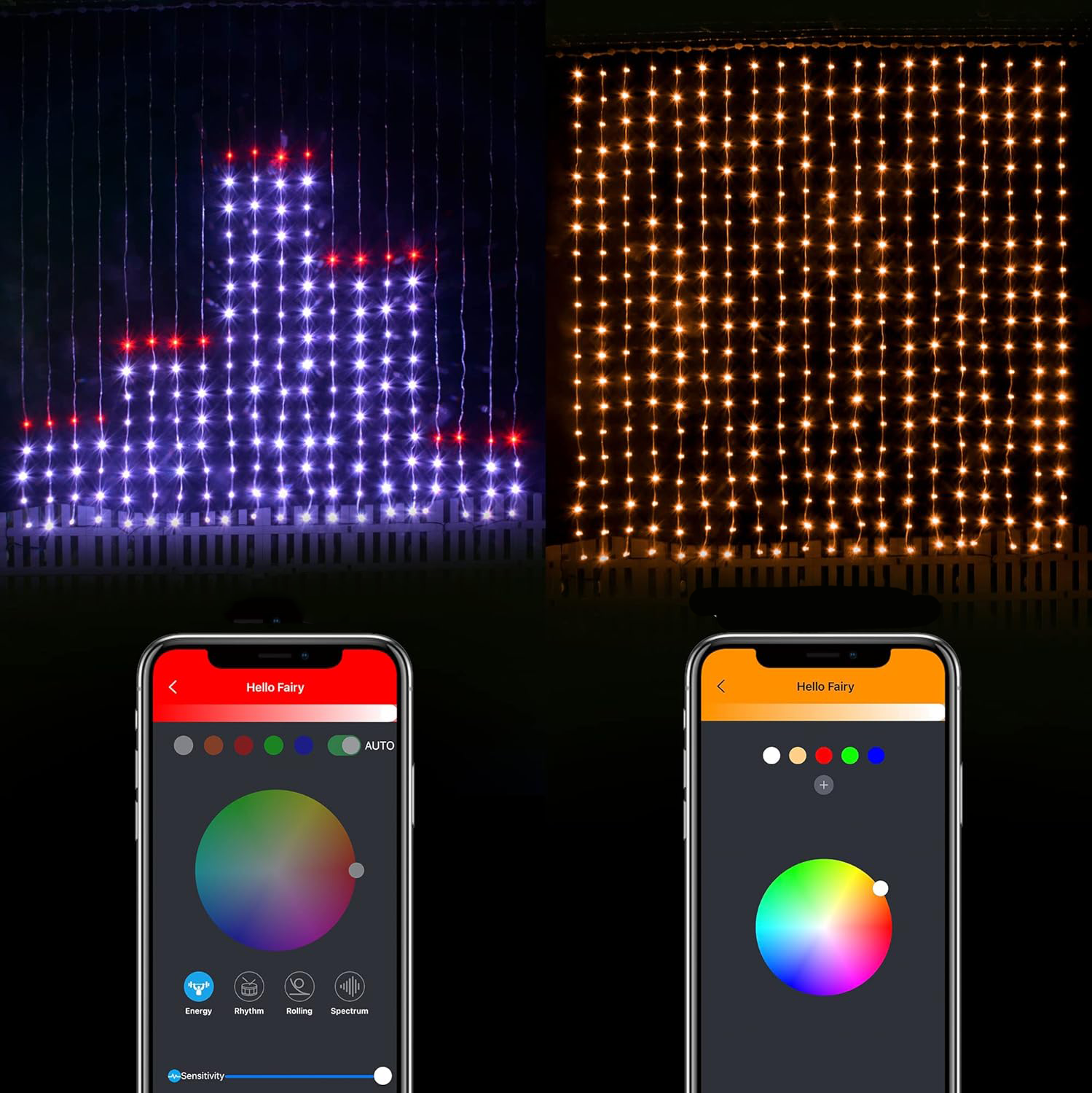 (2x2m) 400 LED's Deko USB Lichterketten DIY Vorhang Beleuchtung inkl. App Steuerung   Fernbedienung (IP65) - Bunt