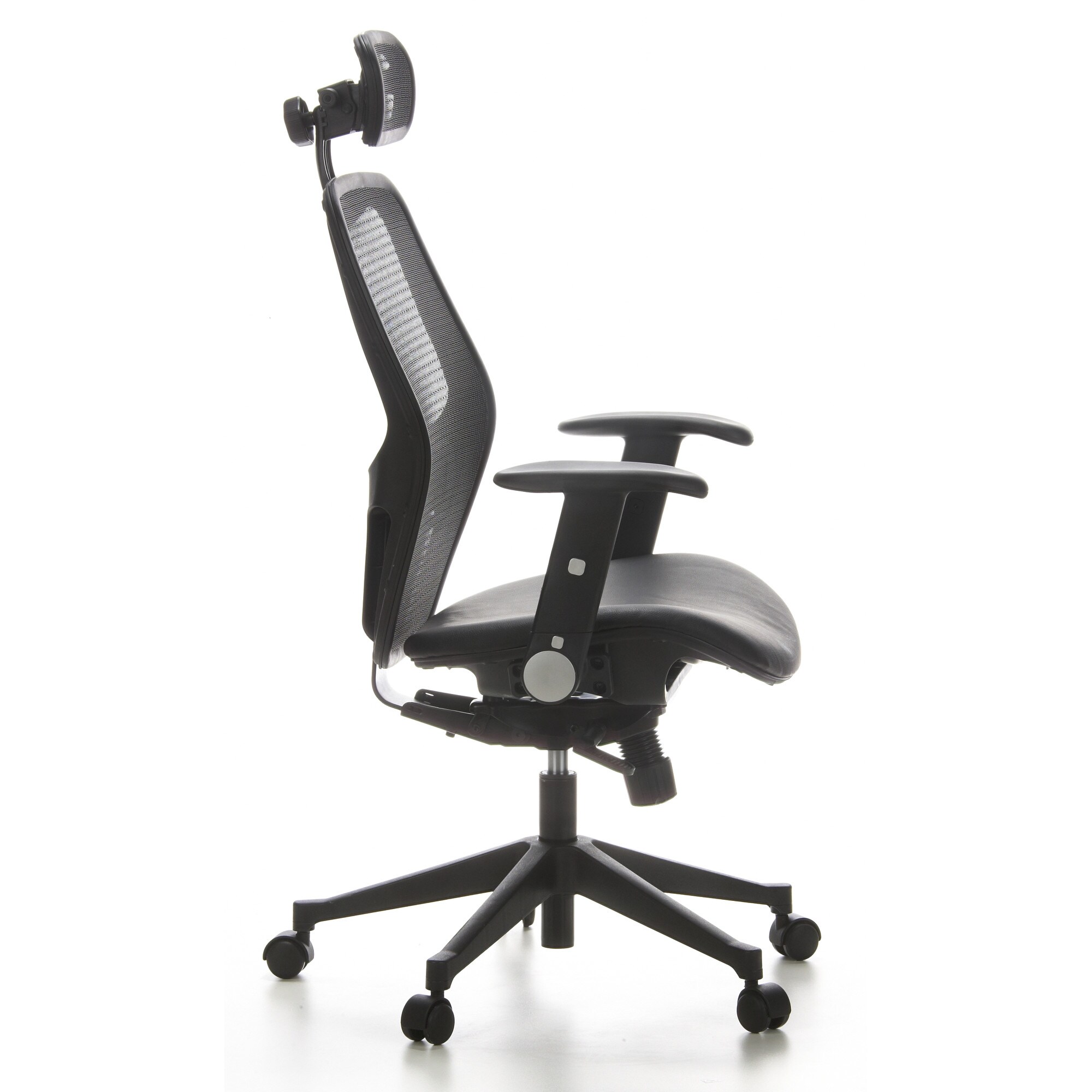 Profi Bürostuhl AIR-PORT Netzstoff/Leder mit abklappbaren Armlehnen hjh OFFICE