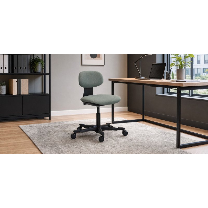 Chaise de bureau ZERTY tissu - dossier bas - sans accoudoirs - mécanisme haut/bas - pieds noir
