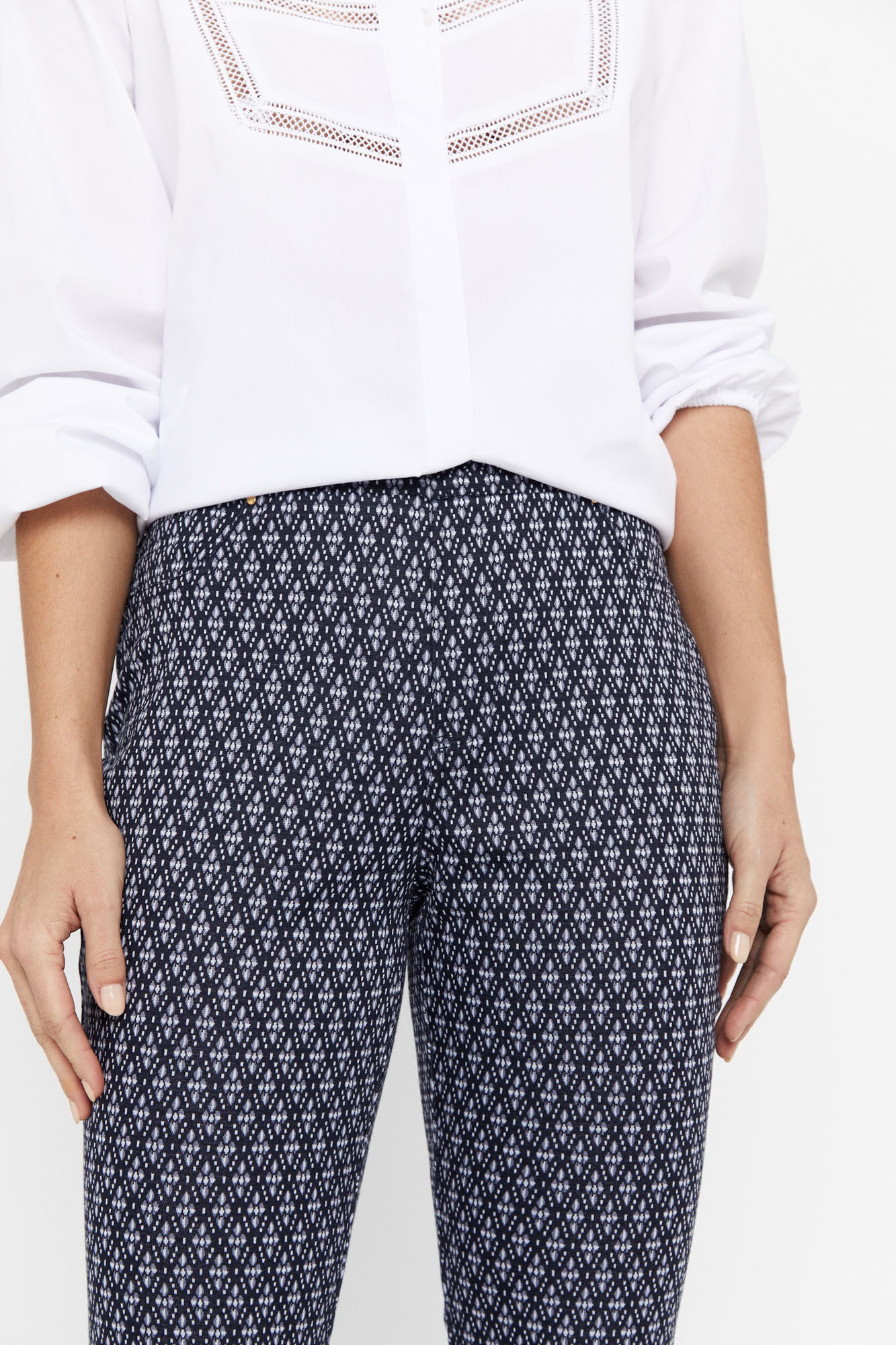 Calça legging estampada, estilo calça social - Estampa azul