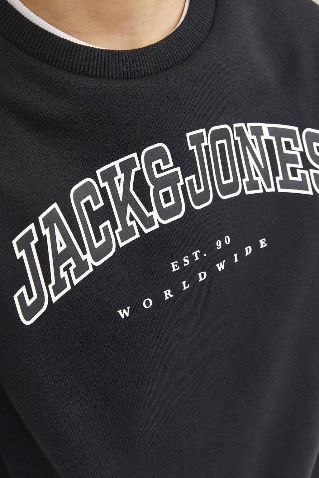 JACK & JONES sweater JJECALEB met logo zwart