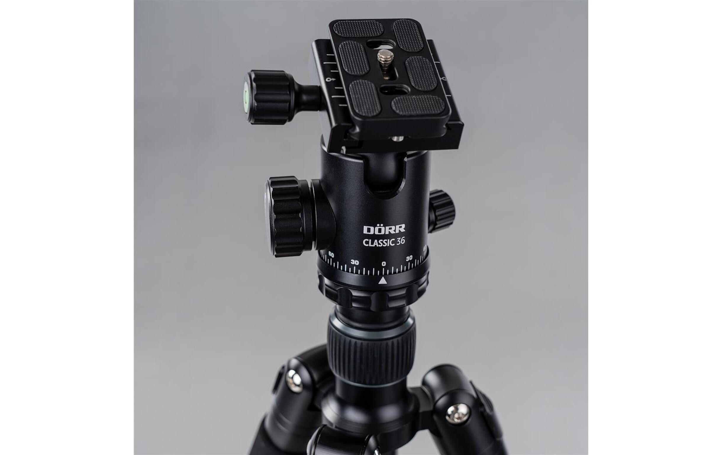 Kugelkopf Classic 36Robuster Kugelkopf aus Aluminium mit drei Wasserwaagen