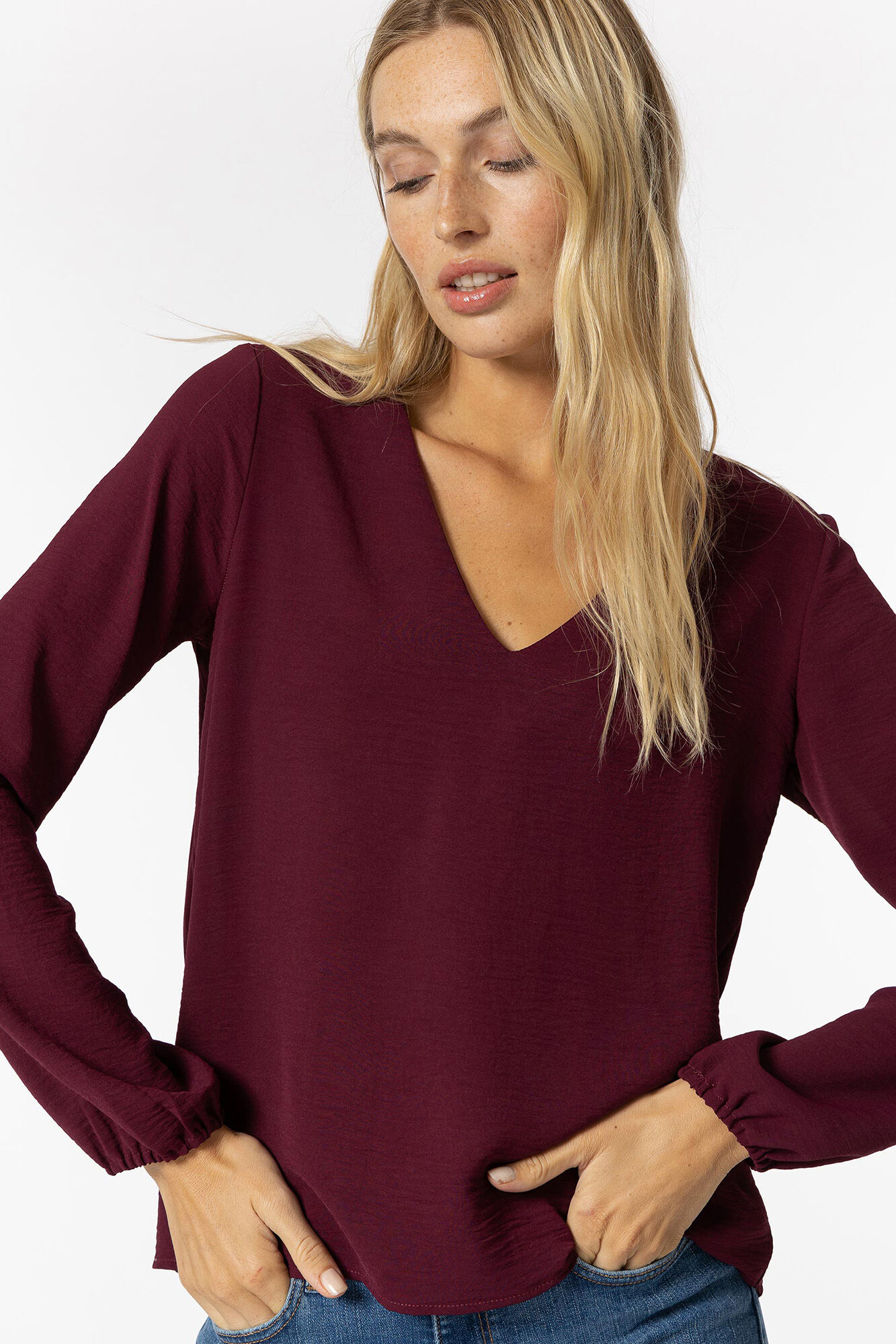 Blusa com efeito plissado