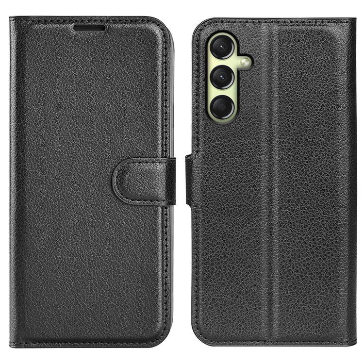 Samsung Galaxy A16 Leder Tasche Flip Cover Litchi Look - Schwarz