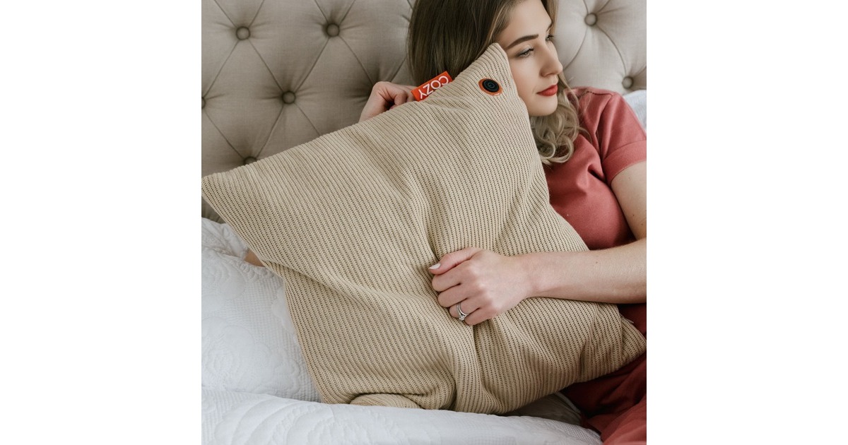 CozyUna Knitted 45 x 45 cm draadloos warmtekussen  (Lichtbeige, Powerbank 5000 mAh)
