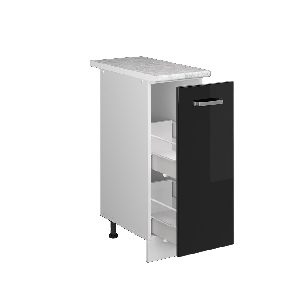 Vicco Apothekerunterschrank Küchenschrank R-Line Solid Weiß Schwarz 30 cm modern Arbeitsplatte