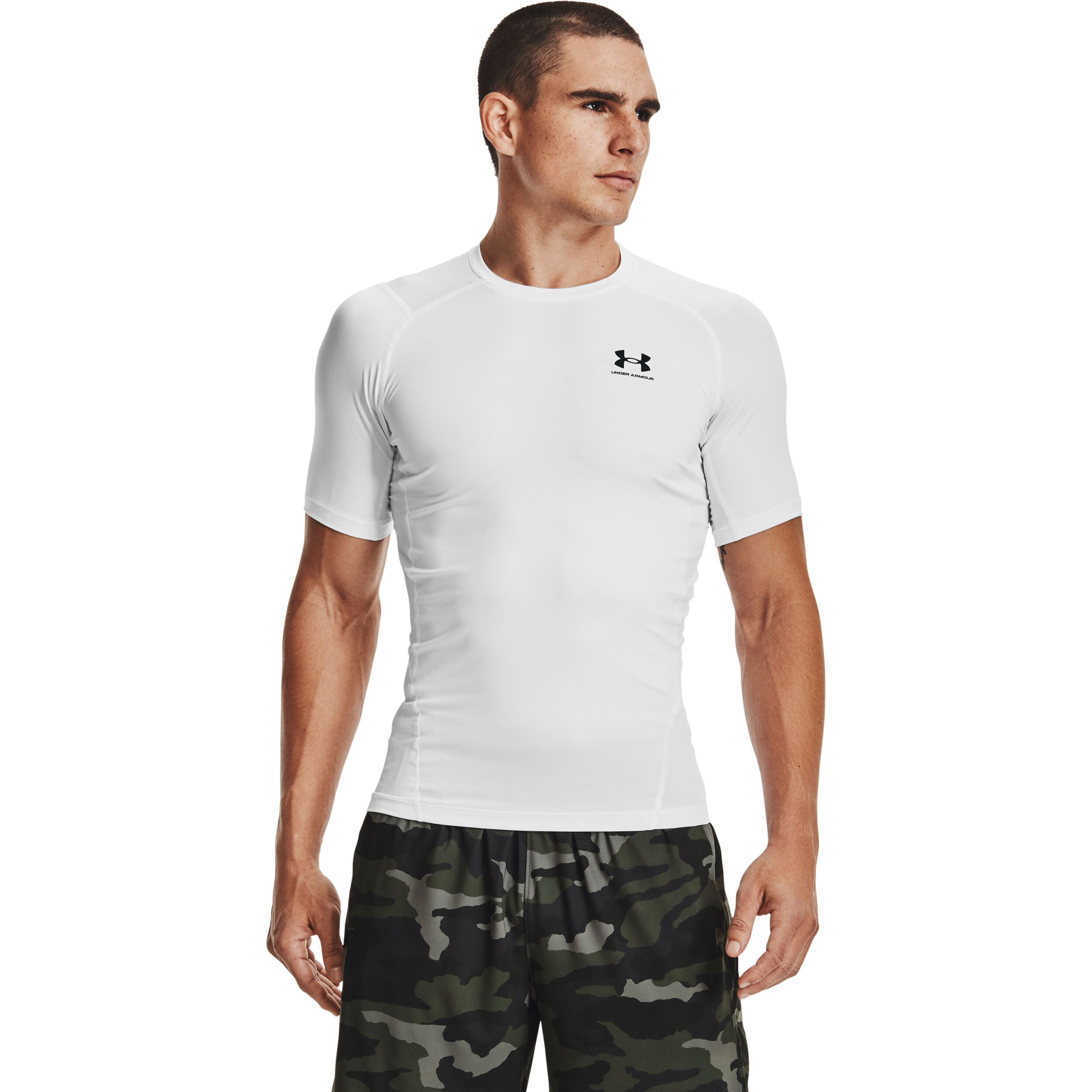 Under Armour Heatgear Comp T-shirt Hommes - Blanc , Noir
