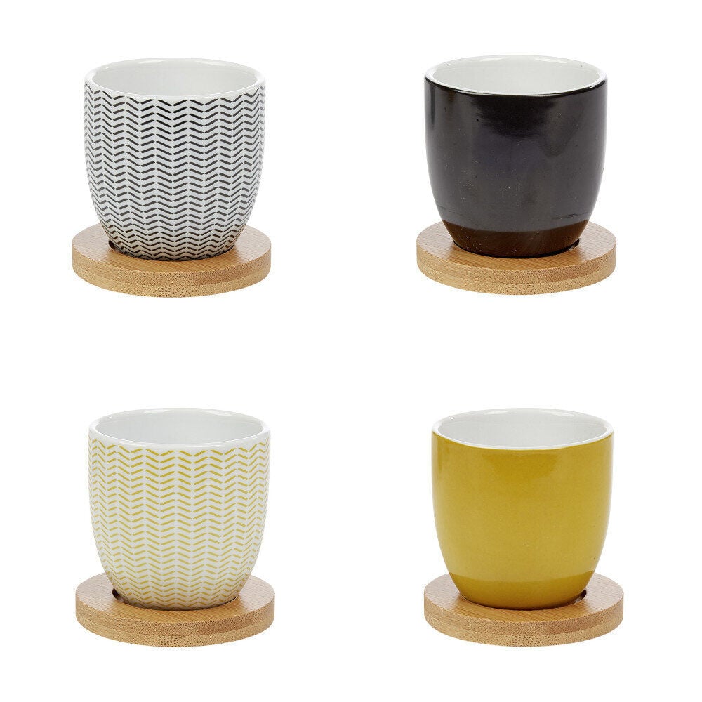 Gobelet à expresso avec sous tasse en bambou x4
