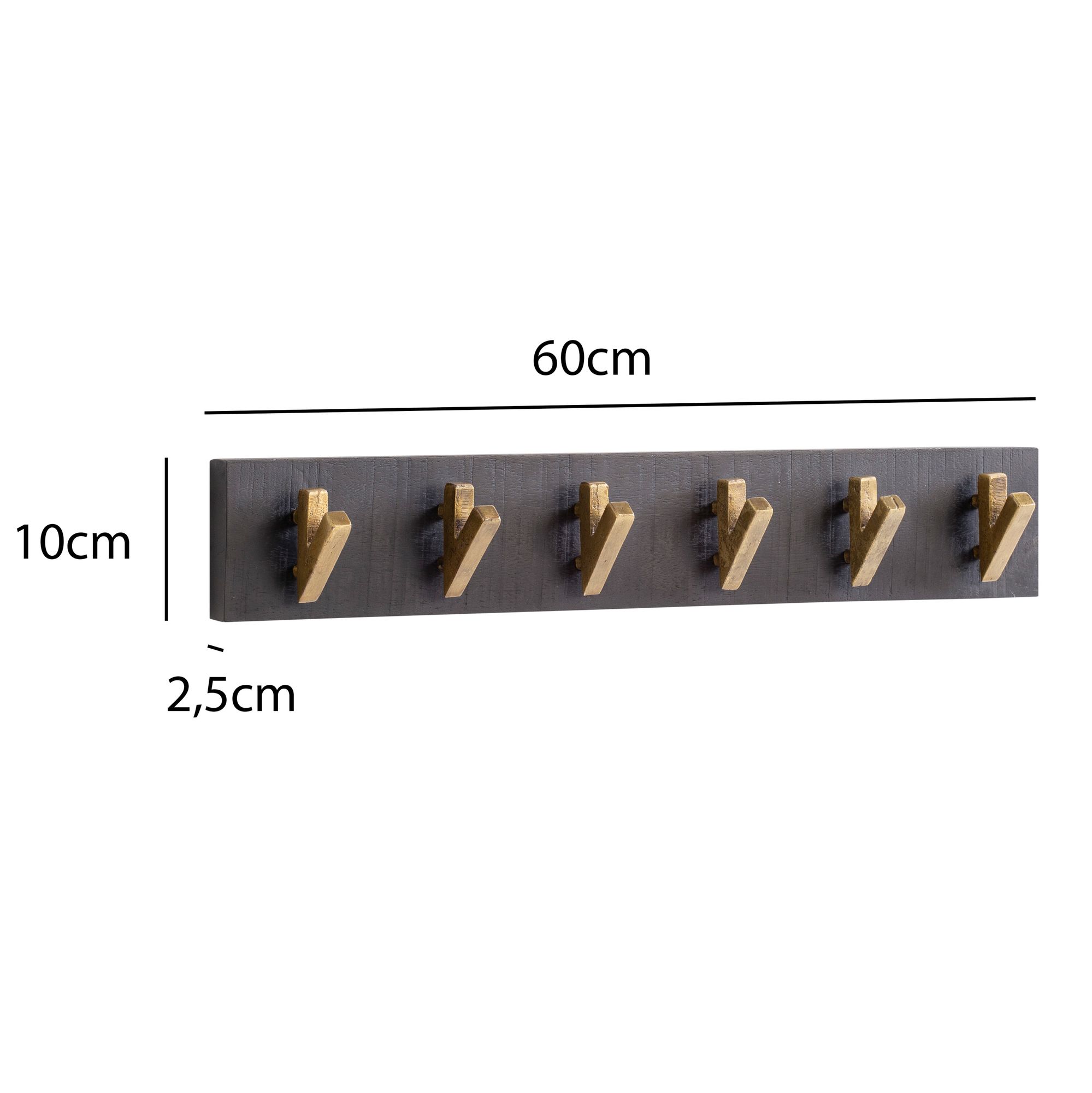 Wandgarderobe FineBuy Hakenleiste Mango Massivholz 60 cm Garderobe Flur Schwarz