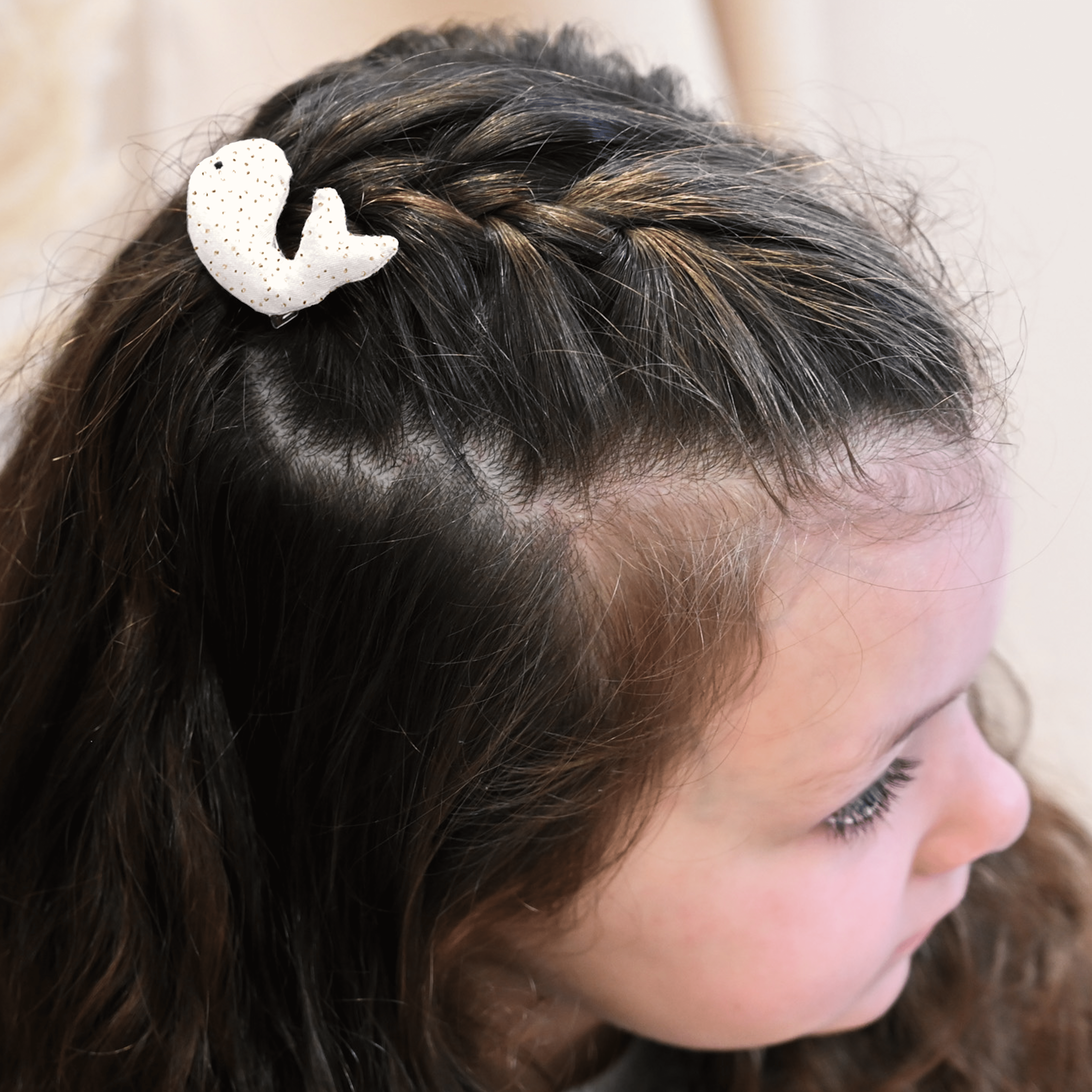 Barrette Baleine Blanc Pailleté