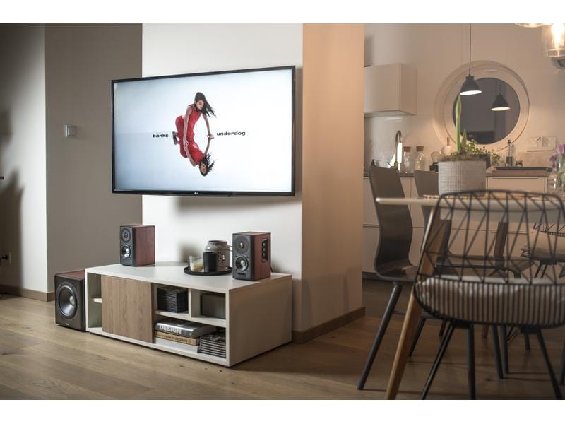 Edifier Regallautsprecher Paar S350DB mit Subwoofer Braun Aktive 2.1 Lautsprecher mit Subwoofer und Bluetooth