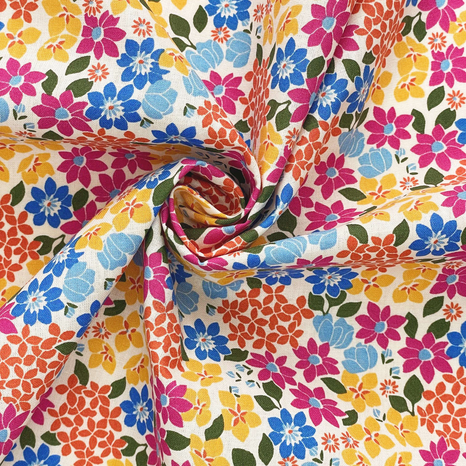 Tissu Coton Au Mètre Ex2536 Tapis De Fleurs Multicolore