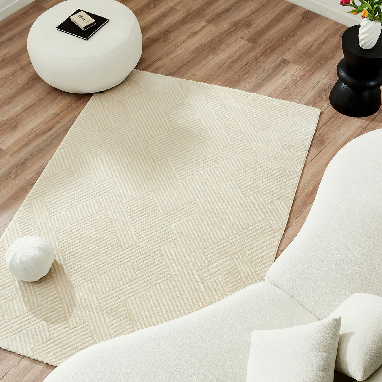 Nazar Rugs Tapis Bianca 160 crème - 120x160 cm