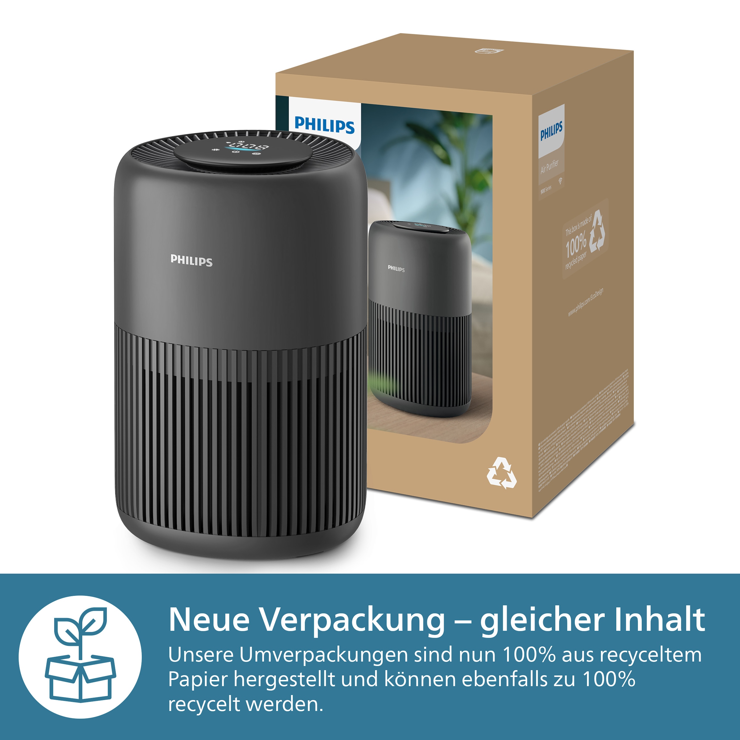 Philips Luftreiniger »AC0951/13 PureProtect Mini 900 Series, Luftreinigungsrate 250 m³/h« für 65 qm Räume 3-Schichten-HEPA-Filtersystem, leise