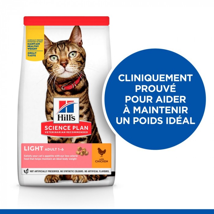 HILL'S Science Plan Light Adult au Poulet - Croquettes pour chat