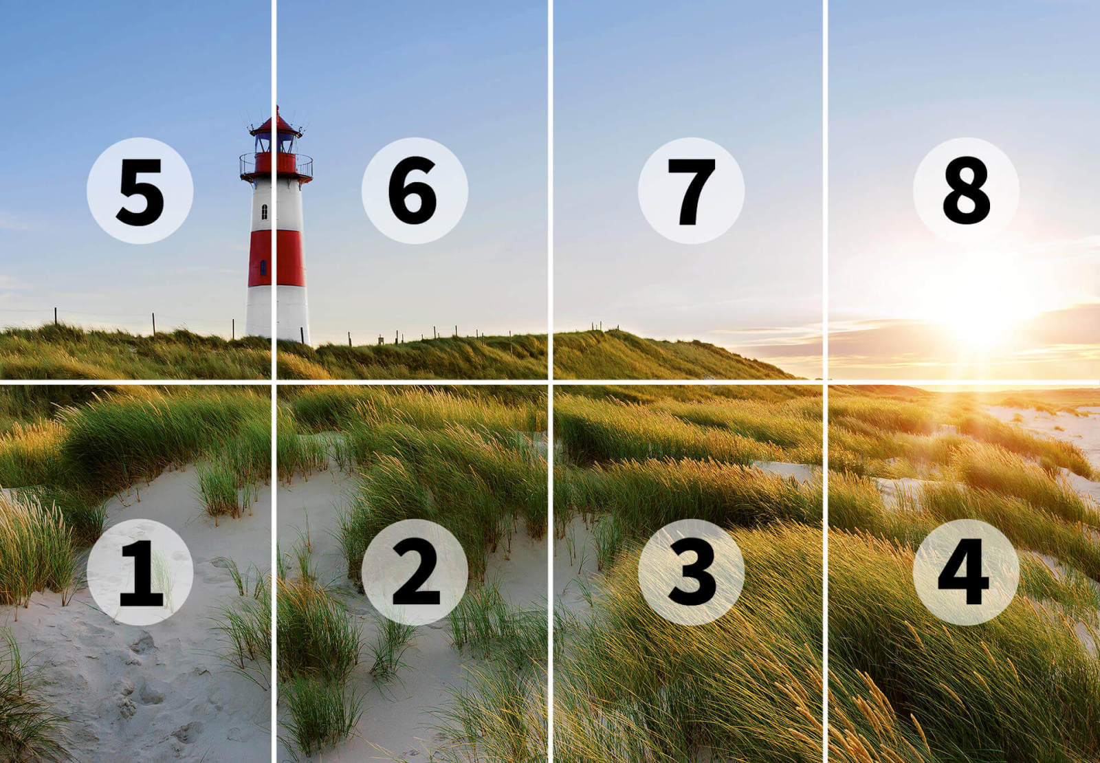 Fototapete DESIGNWALLS 2.0 - grün-rot - Leuchtturm - 2,5 Meter