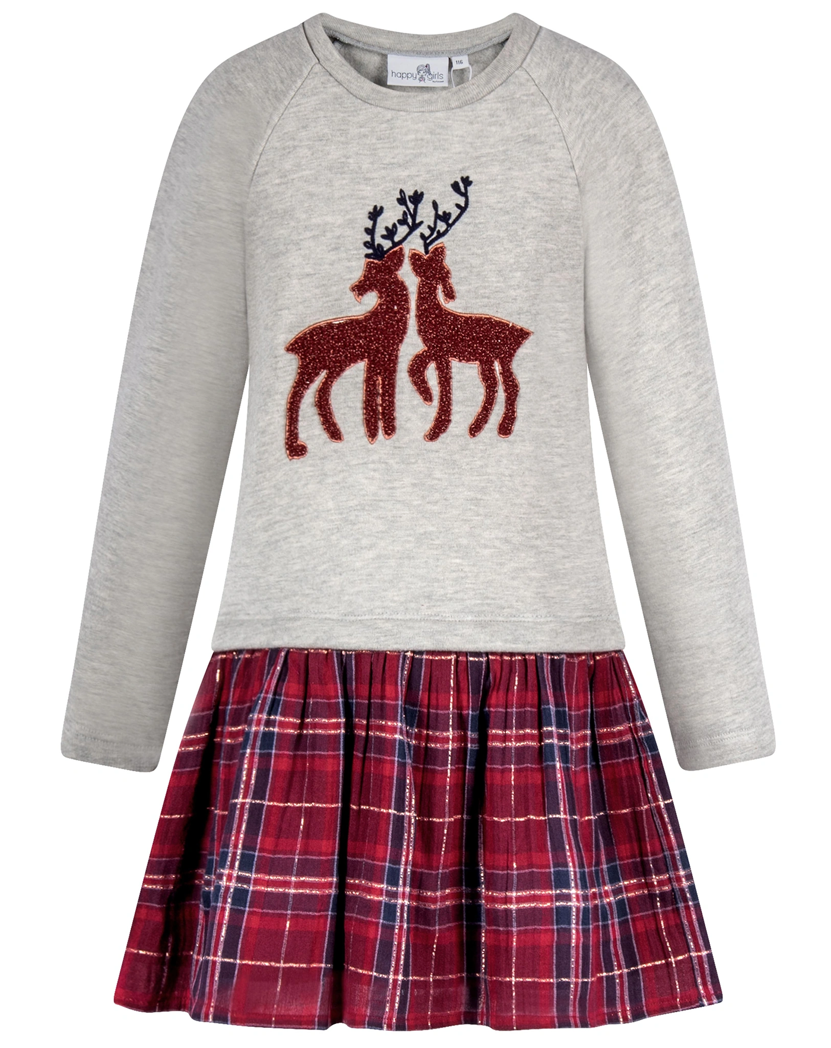 Langarmkleid FESTIVE DEER in grey melange