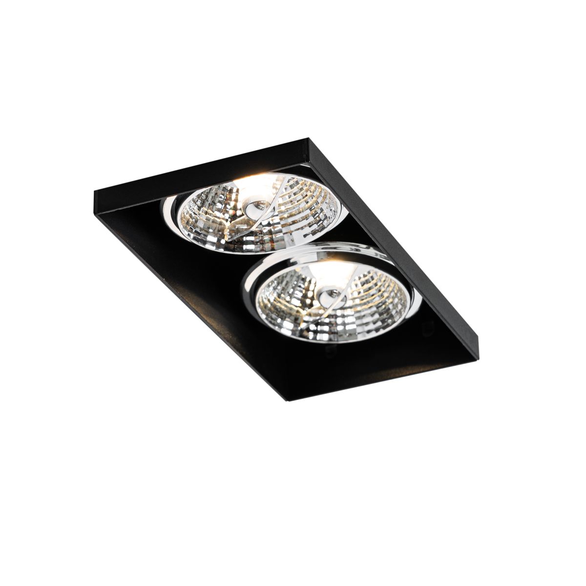 Moderne inbouwspot zwart GU10 AR70 trimless 2-lichts - Oneon
