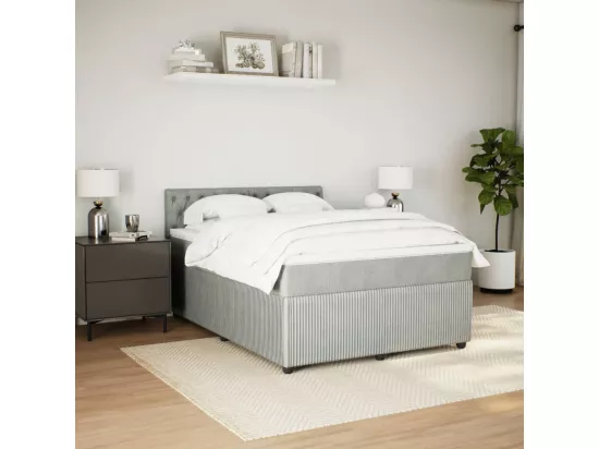 Sommier à lattes de lit et matelas Gris clair 140x190cm Velours