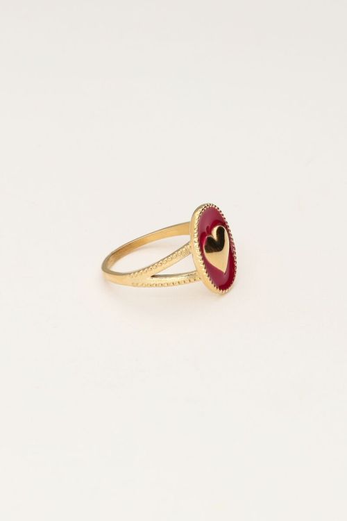 Art paarse statement ring met hart