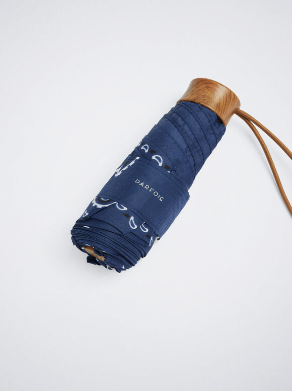 Guarda-chuva pequeno estampado - Azul marinho