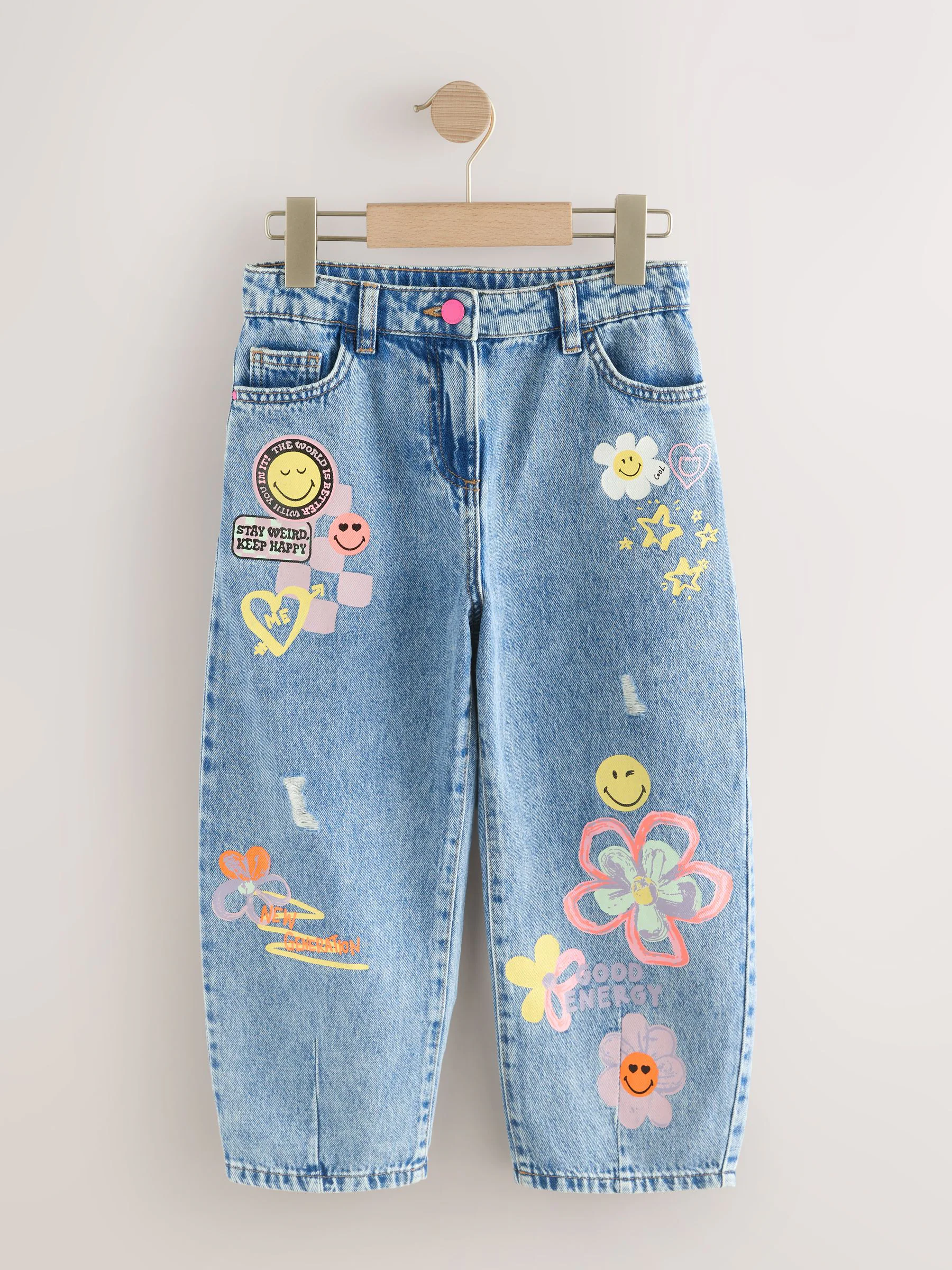 Blauwe denim - SmileyWorld® Barrel Jeans (3-16jr)