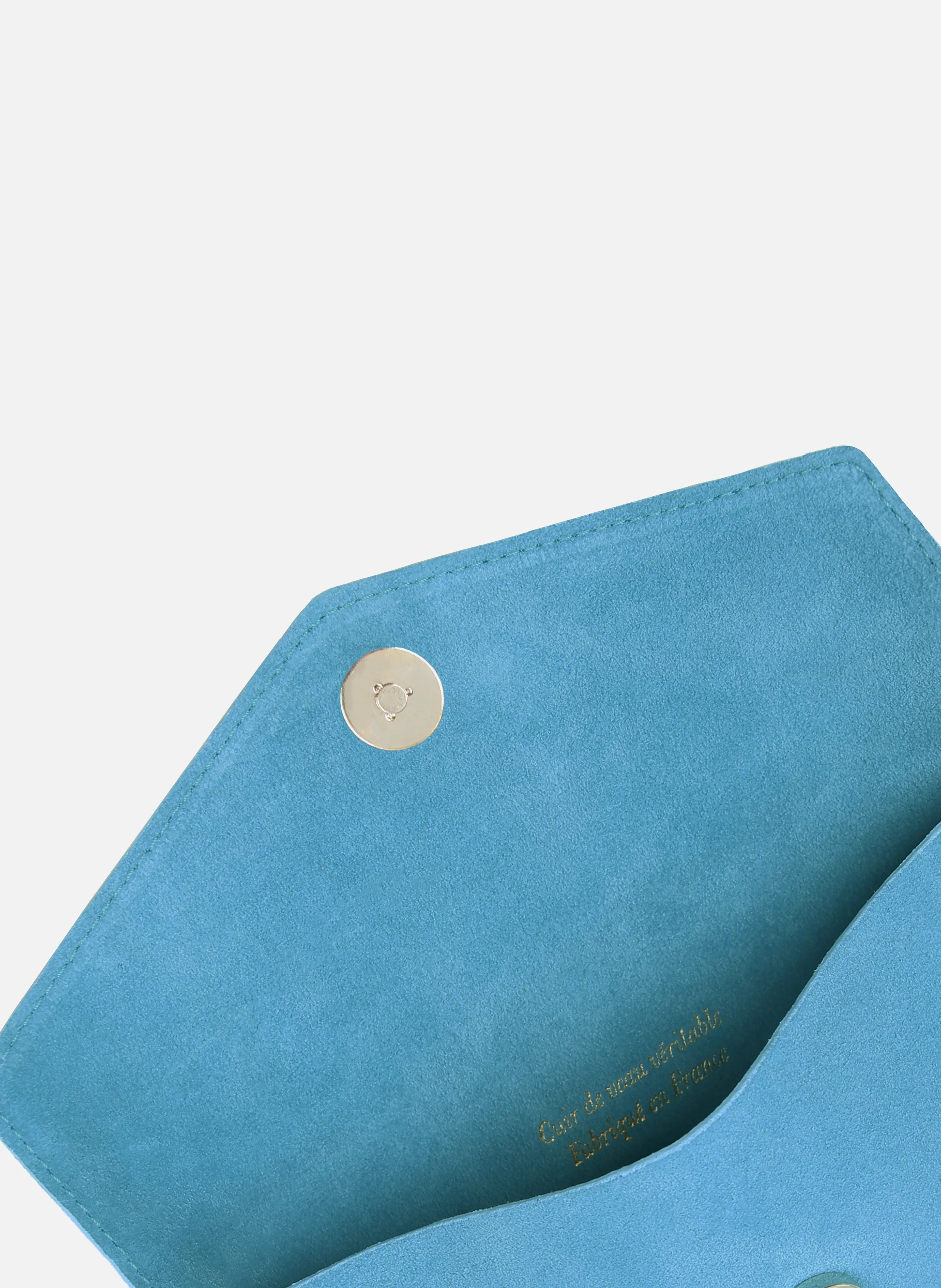Pochette enveloppe cuir daim upcyclé | Bleu