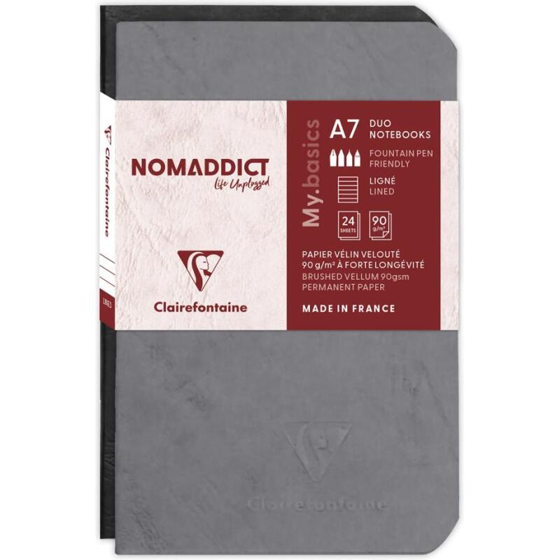 Set de 2 carnets piqûre Age Bag 7,5x12cm 48 pages ligné Couleurs assortis - Assortis