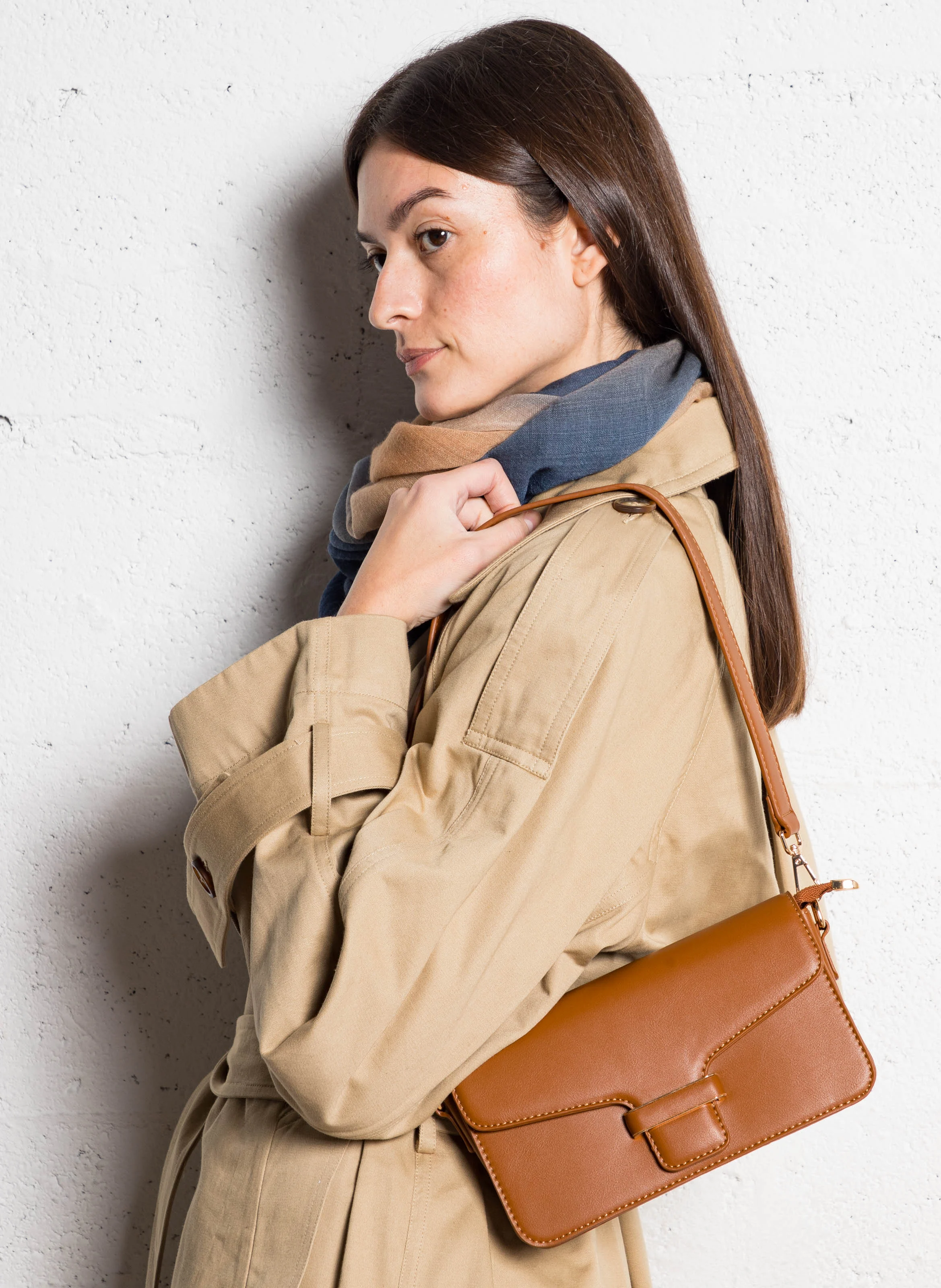 Sac bandoulière effet cuir | Marron