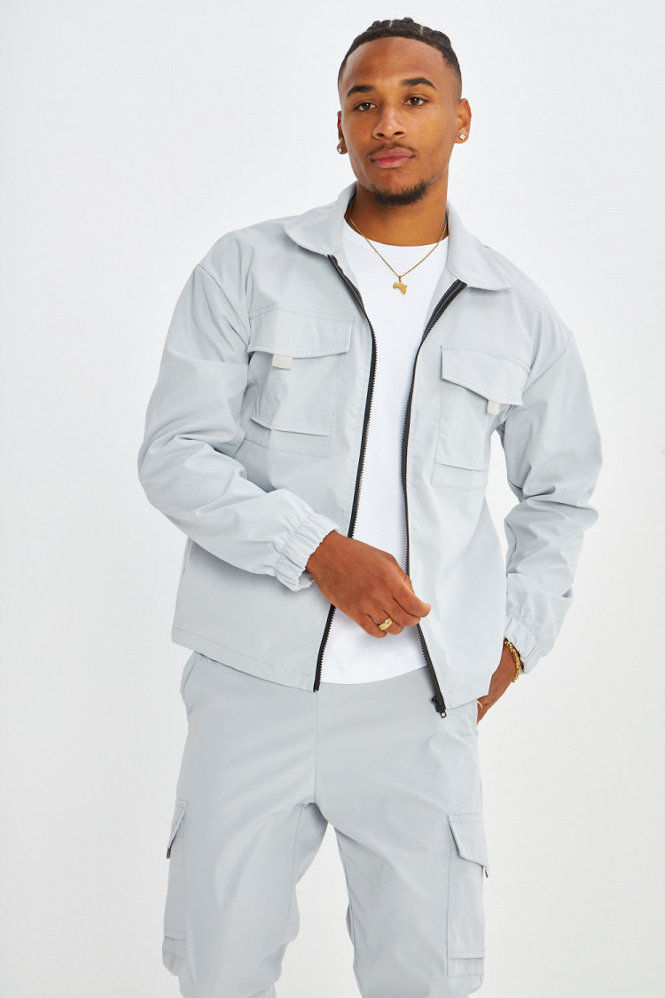 Ensemble 2 pièces veste + jogging cargo gris