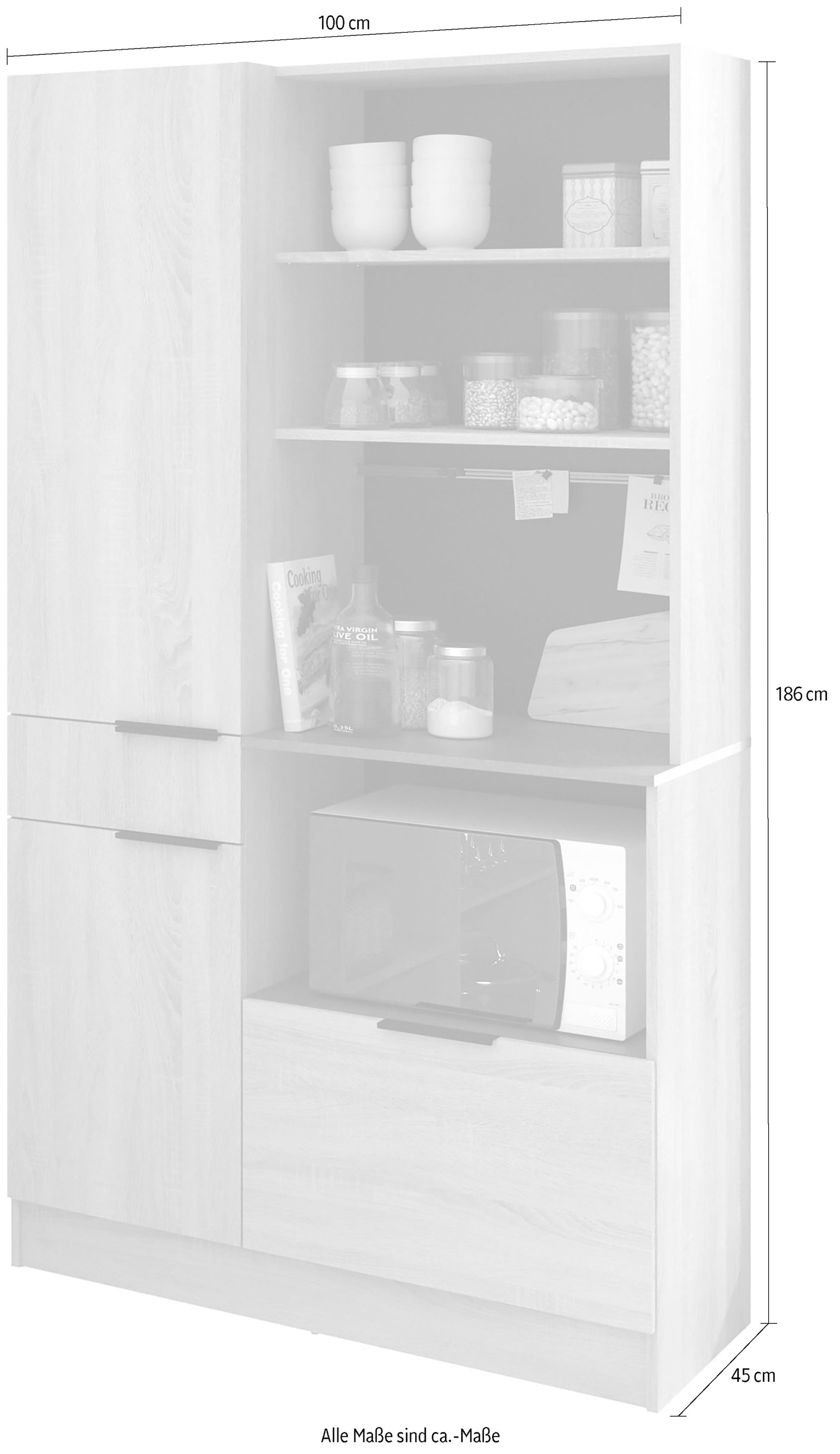 Parisot Buffet »Fumay 11, Geschirrschrank, besonders viel Stauraum« B/H/T ca. 100x186x45cm, 1 Stk. tlg. ideal für kleine Küchen, ohne Elektrogeräte