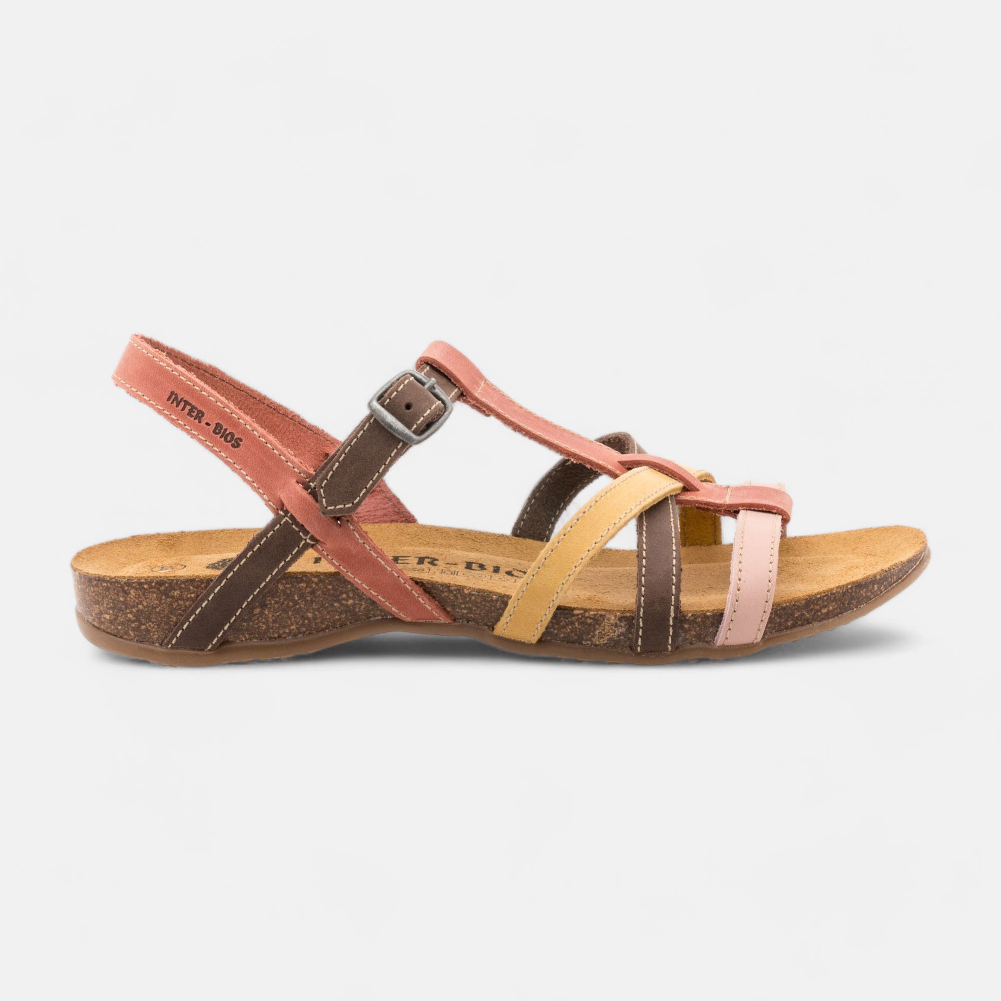 Mules semelle liège Femme en cuir rose