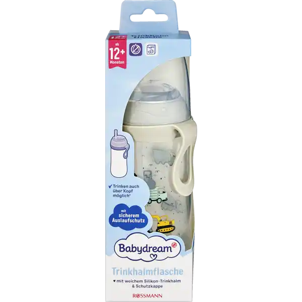 Trinkhalmflasche Flexstraw 360ml ab 12 Monate  /  GRAU