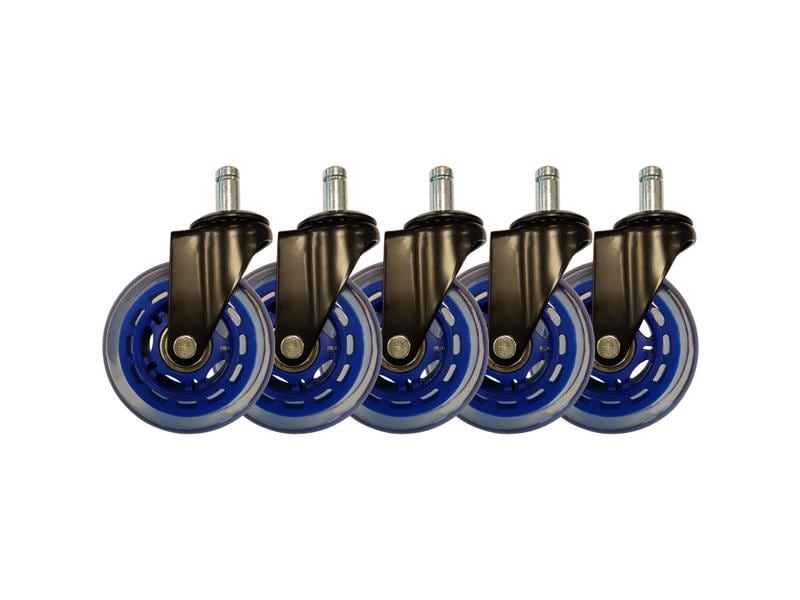 LC-Power Gaming Stuhlrollen 5er Set Dunkelblau Rollenset in der Farbe Dunkelblau für schnelles Gleiten von Tisch zu Tisch