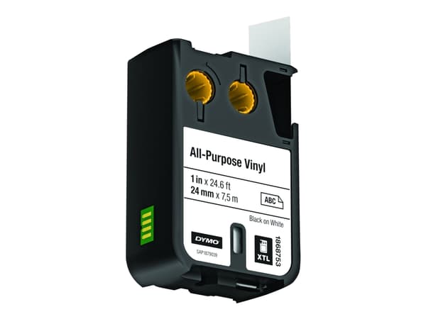 DYMO XTL All-Purpose - Vinyl - permanet adhesiv - svart på hvitt - Rull (2,4 cm x 7 m) 1 kassett(er) tape