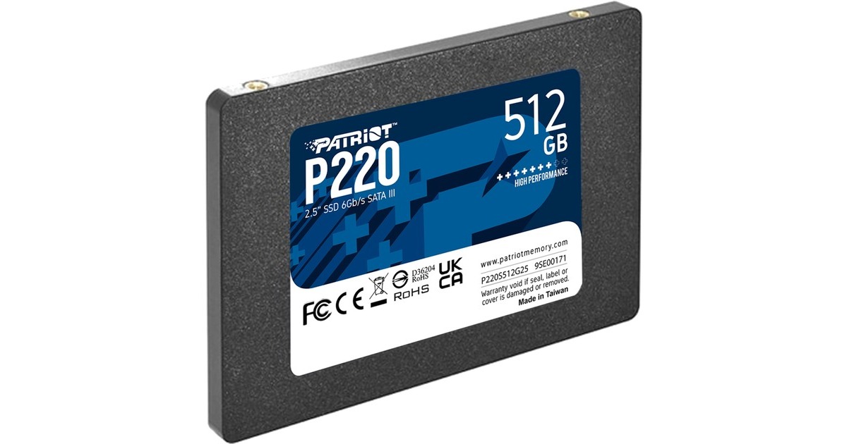 PatriotP220 512 GB SSD  (Zwart, SATA III 6 Gb/s)