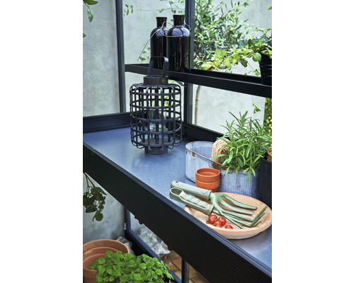 Aluminium tafel JULIANA met 2 vakken, 142 x 52 cm, zwart