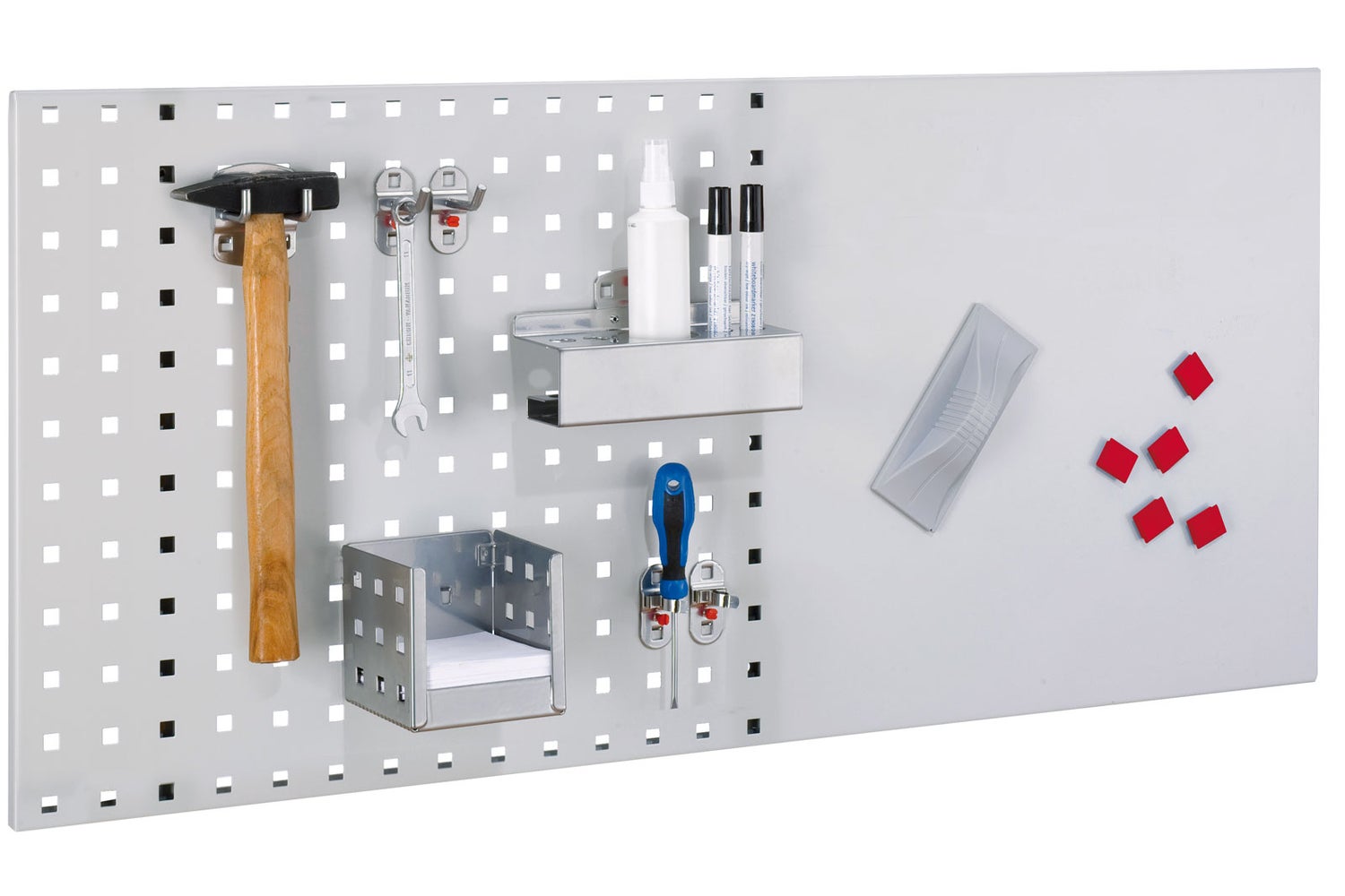 Kappes LogoChart® Opbergset #4 1x Geperforeerde plaat 1000x450mm 1x Accessoire assortiment 16-delig aluminium kleur