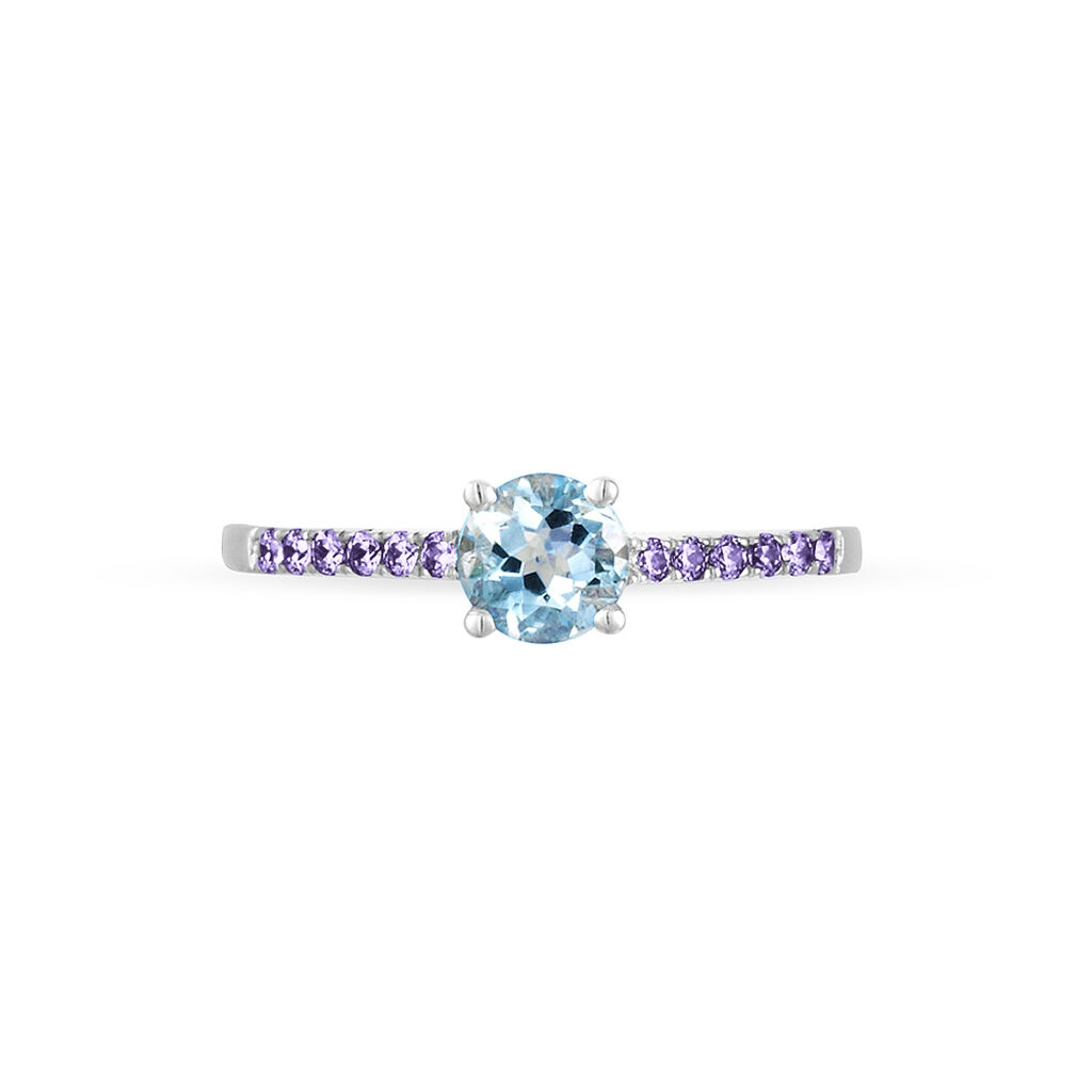 Bague Manon Or Blanc Topaze Et Amethyste