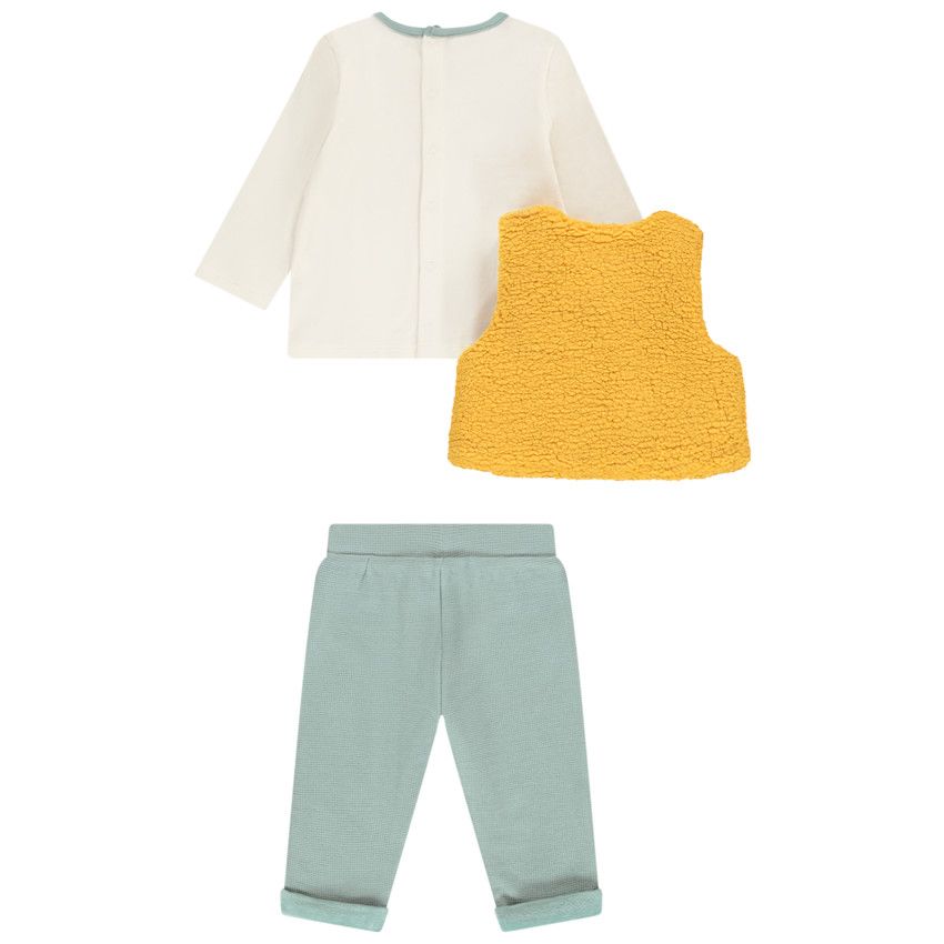 Ensemble gilet en bouclette + t-shirt Winnie l'Ourson + pantalon pour bébé garçon - Blanc