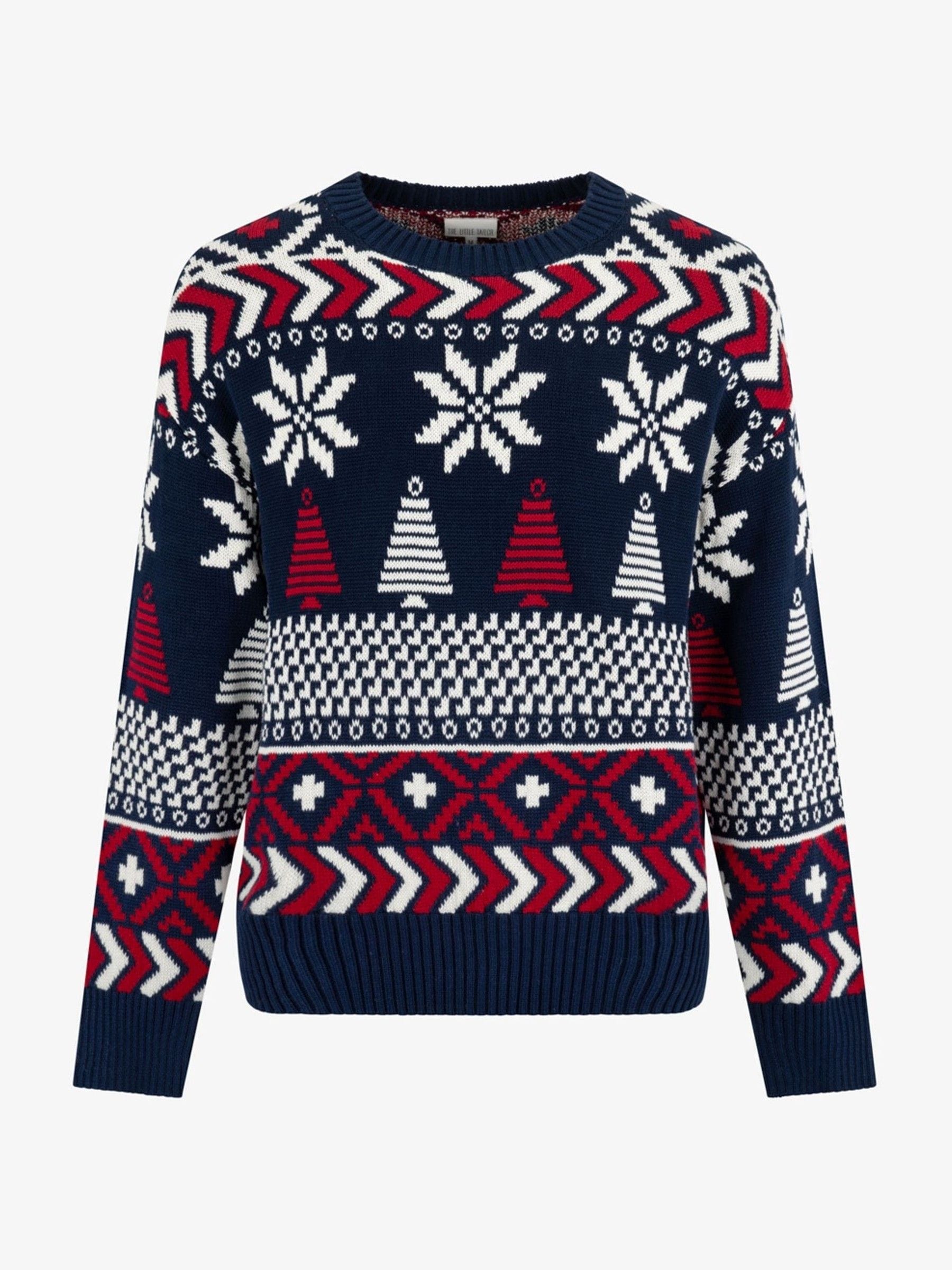 The Little Tailor Blauwe Kerstmis Multicolour Fairisle Katoenen Trui