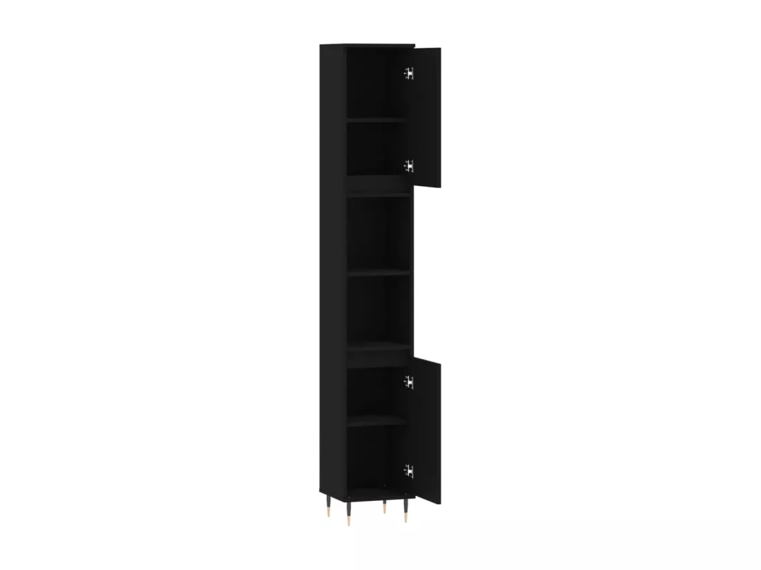Armoire de salle de bain noir 30x30x190 cm bois d'ingénierie