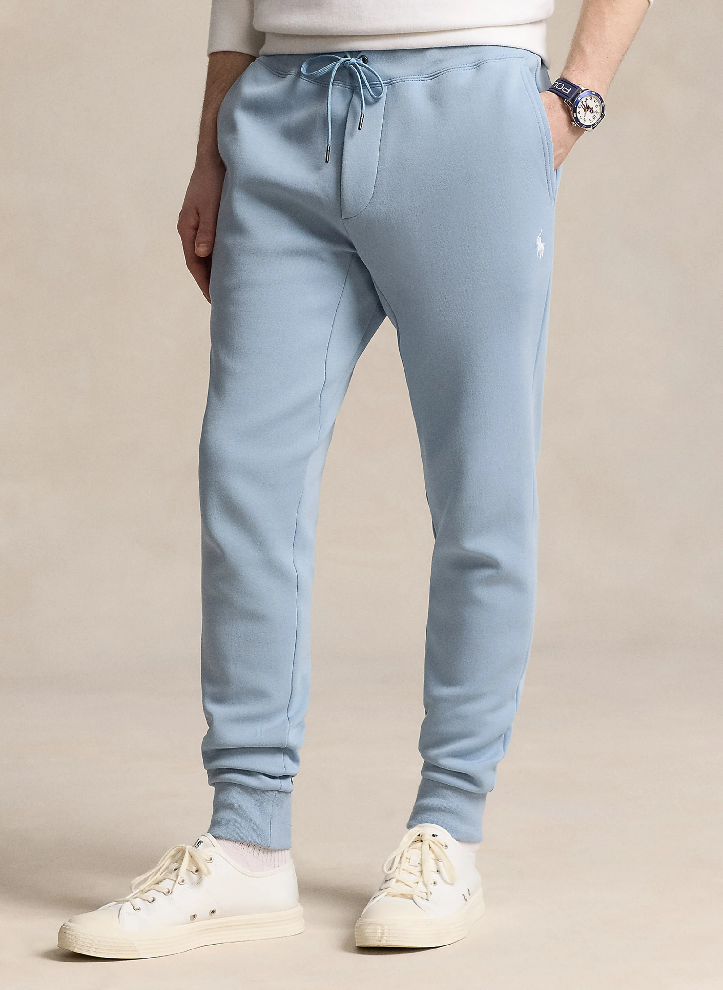 Jogging ajusté en coton mélangé | Bleu