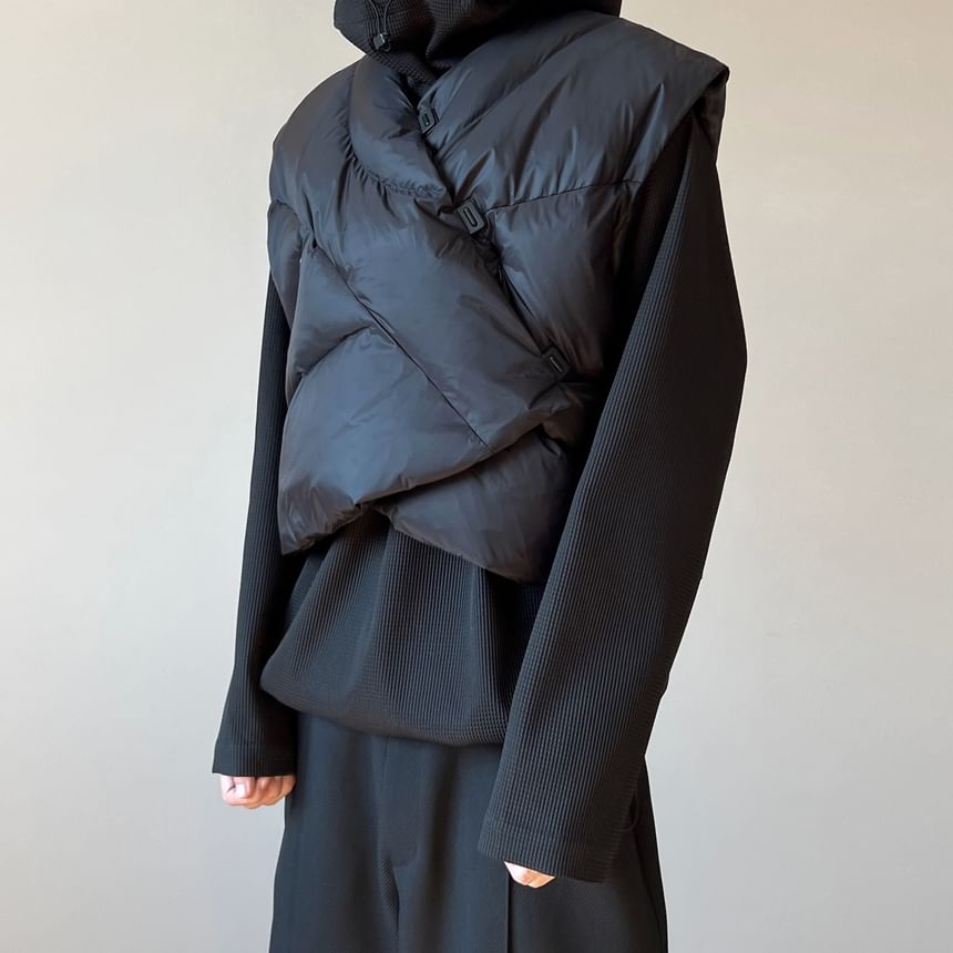 DragonRoad - V-hals effen asymmetrisch cropped puffervest
