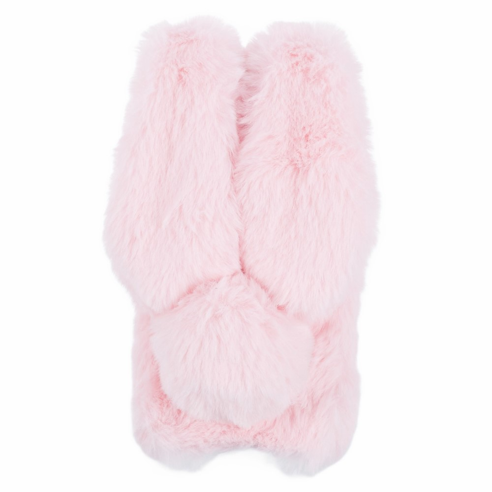 iPhone 15 3D Gummi Plüsch Case Hülle Bunny mit Flauschigen Hasenohren - Rosa