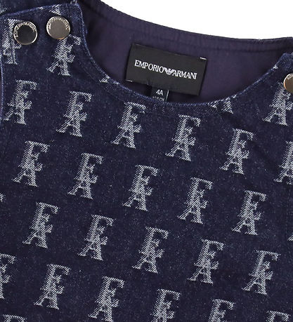 Emporio Armani Kleid - Denim - Fantasia Blue/Weiß m. Logos
