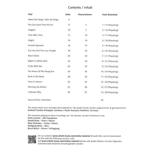 Schott Rock Ballads Alto Sax