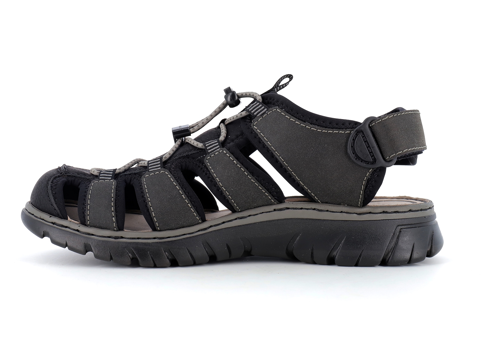 Rieker-26770 Matières combinées Noir Gris