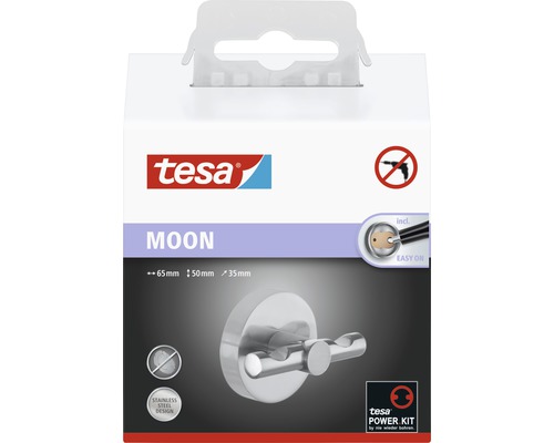 tesa kapstokhaak MOON roestvrij staal look
