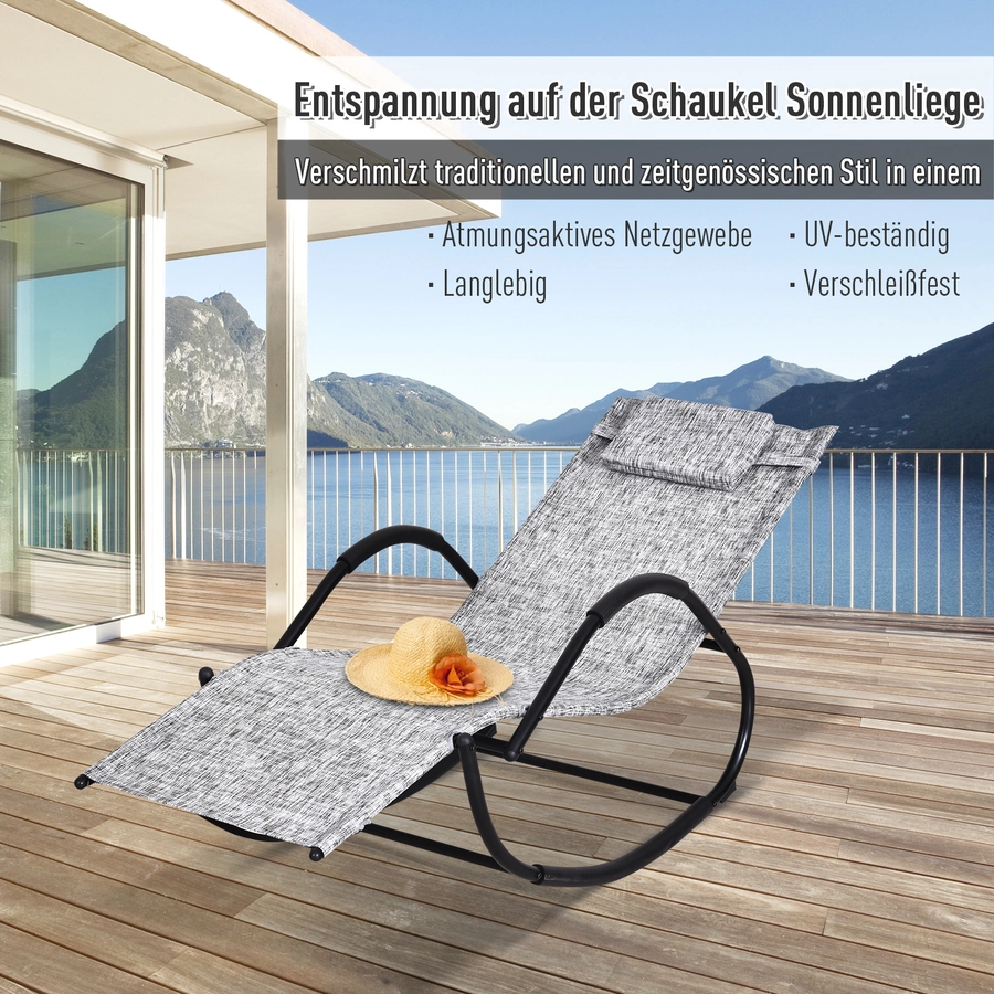 Outsunny Schaukelliege mit Kopfkissen grau